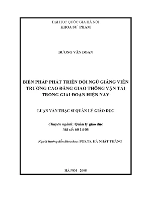 Phát Triển Đội Ngũ Giảng Viên Trường Cao Đẳng Giao Thông