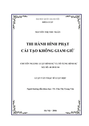 Nghiên cứu thi hành hình phạt cải tạo không giam giữ tại
