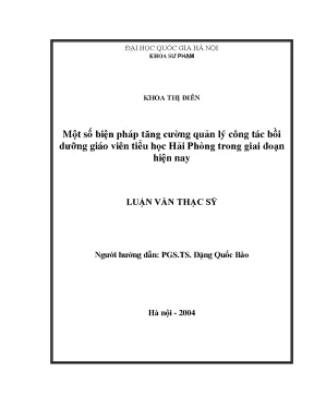 Biện Pháp Tăng Cường Quản Lý Bồi Dưỡng Giáo Viên Tiểu