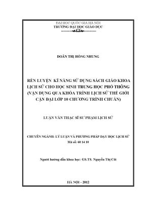Rèn Kỹ Năng Sử Dụng Sách Giáo Khoa Lịch Sử Cho Học Sinh THPT
