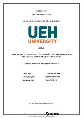 Nghiên cứu ý định mua kem chống nắng của sinh viên 