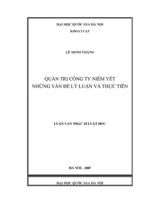Quản Trị Công Ty Niêm Yết: Vấn Đề Lý Luận và Thực Tiễn