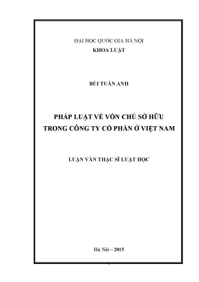 Luận văn thạc sĩ vnu ls pháp luật về vốn chủ sở hữu trong công ty cổ phần ở việt nam