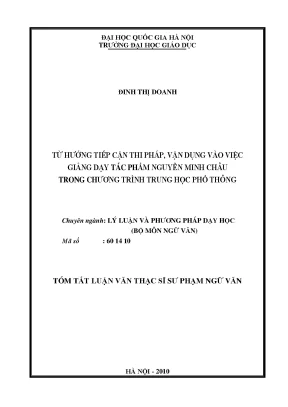 Phương Pháp Giảng Dạy Tác Phẩm Nguyễn Minh Châu Trong 