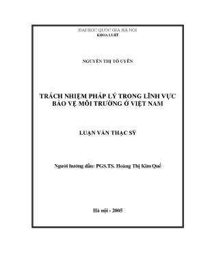 Trách Nhiệm Pháp Lý Trong Bảo Vệ Môi Trường Ở Việt Nam
