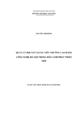 Quản lý đội ngũ giảng viên tại Trường Cao đẳng Công nghệ