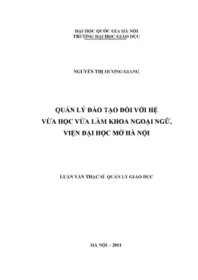 Quản Lý Đào Tạo Hệ Vừa Học Vừa Làm Tại Khoa Ngoại Ngữ -