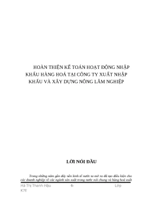 Hoàn thiện kế toán nhập khẩu hàng hóa tại công ty xuất