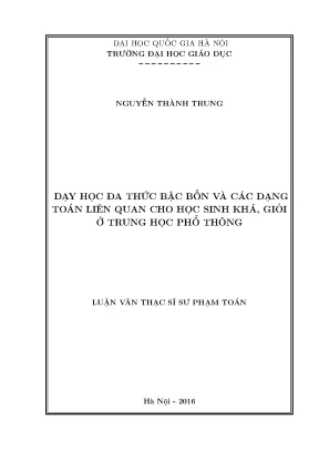 Dạy Học Đa Thức Bậc Bốn Cho Học Sinh Khá Giỏi Ở THPT