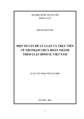 Nghiên cứu tội phạm chưa hoàn thành theo luật hình sự