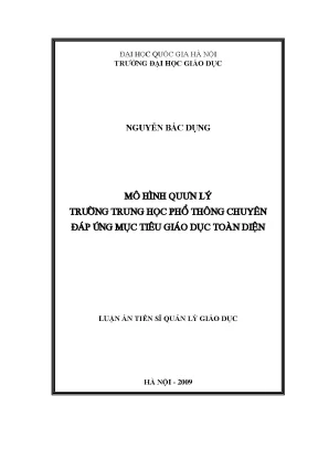 Mô Hình Quản Lý Trường THPT Chuyên Đáp Ứng Mục Tiêu Giáo