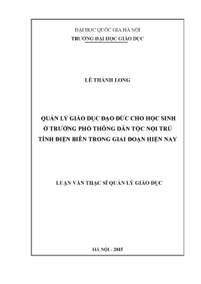 Quản lý giáo dục đạo đức cho học sinh trường phổ thông