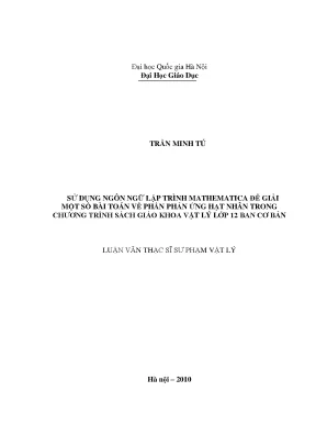 Giải Bài Toán Phản Ứng Hạt Nhân Bằng Mathematica Trong