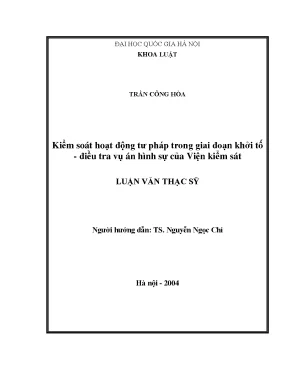 Kiểm Soát Hoạt Động Tư Pháp Trong Giai Đoạn Khởi Tố Vụ