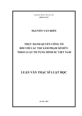 Thực Hành Quyền Công Tố Đối Với Tội Xâm Phạm Sở Hữu Theo