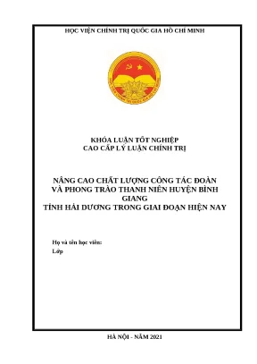 Nâng cao chất lượng công tác Đoàn và phong trào thanh