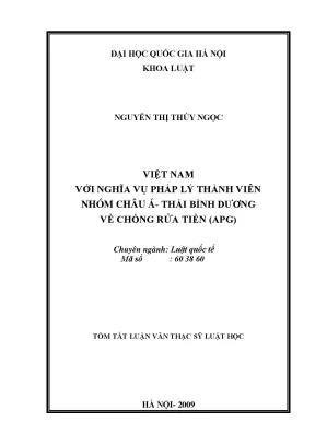 Nghĩa vụ pháp lý của Việt Nam trong nhóm APG về chống