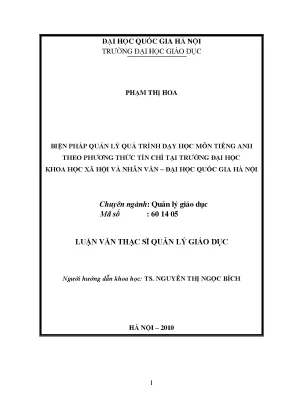 Quản lý quá trình dạy học tiếng Anh theo phương thức tín