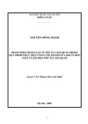Hoàn thiện pháp luật thủ tục hải quan theo Công ước