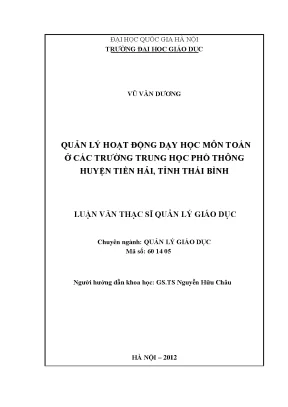 Quản Lý Hoạt Động Dạy Học Môn Toán Tại Trường Trung Học