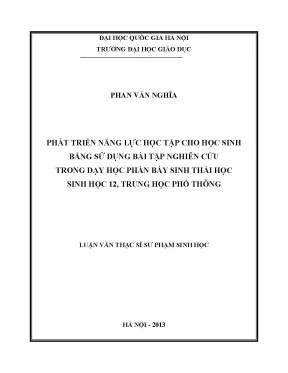 Phát Triển Năng Lực Học Tập Qua Bài Tập Nghiên Cứu Trong