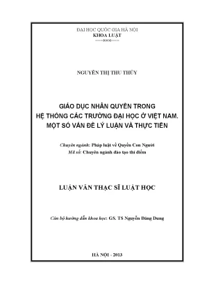 Giáo Dục Nhân Quyền Trong Các Trường Đại Học Việt Nam: 