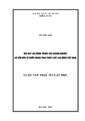 Nội Quy Lao Động Trong Doanh Nghiệp Có Vốn Đầu Tư Nước