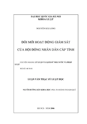 Đổi mới hoạt động giám sát của Hội đồng nhân dân cấp tỉnh