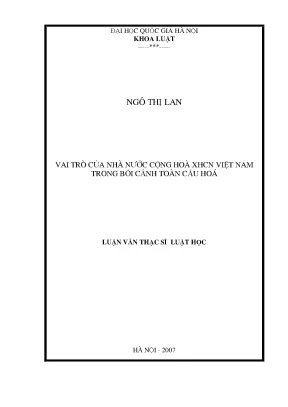 Vai trò của Nhà nước Cộng hòa XHCN Việt Nam trong bối