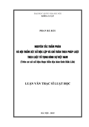 Nguyên Tắc Thẩm Phán và Hội Thẩm Xét Xử Độc Lập Theo