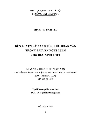 Rèn Kỹ Năng Tổ Chức Đoạn Văn Nghị Luận Cho Học Sinh THPT