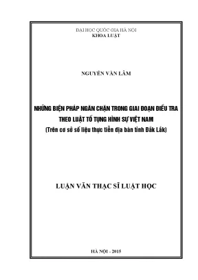 Biện Pháp Ngăn Chặn Trong Giai Đoạn Điều Tra Theo Luật