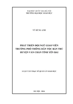 Phát Triển Đội Ngũ Giáo Viên Trường Phổ Thông Dân Tộc
