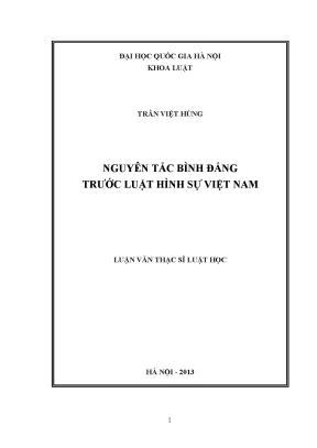 Nguyên Tắc Bình Đẳng Trước Luật Hình Sự Việt Nam