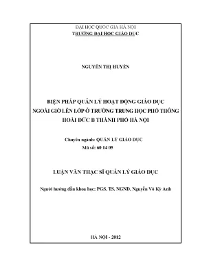Quản lý hoạt động giáo dục ngoài giờ tại trường THPT