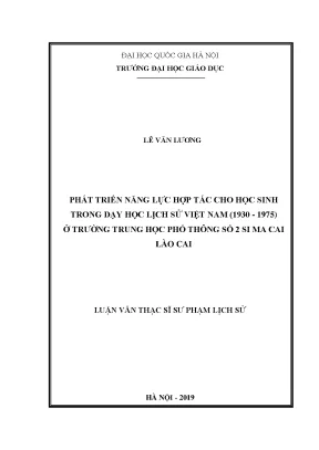 Phát Triển Năng Lực Hợp Tác Trong Dạy Học Lịch Sử Việt