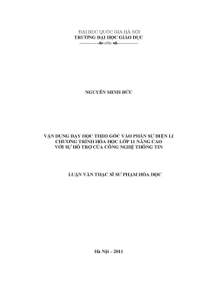 Vận Dụng Dạy Học Theo Góc Trong Hóa Học Lớp 11 Nâng Cao