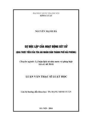 Sự Độc Lập Trong Hoạt Động Xét Xử Tòa Án Nhân Dân Hải Phòng