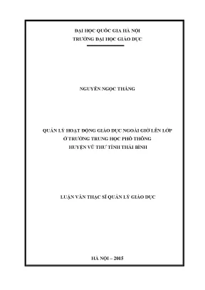 Quản lý hoạt động giáo dục ngoài giờ ở trường THPT Vũ