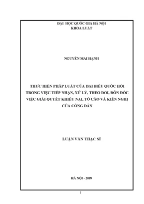 Thực hiện pháp luật của đại biểu Quốc hội trong tiếp