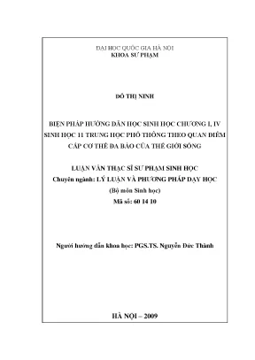 Biện Pháp Hướng Dẫn Học Sinh Học Chương I và IV Sinh Học
