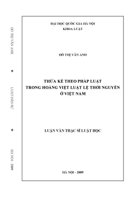 Thừa Kế Theo Pháp Luật Trong Hoàng Việt Luật Lệ Thời Nguyễn