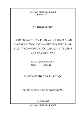 Nguyên Tắc Thẩm Phán và Hội Thẩm Nhân Dân Xét Xử Độc Lập