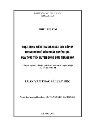 Kiểm Tra Giám Sát Quyền Lực Của Cấp Ủy Tại Huyện Đông 