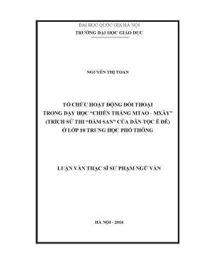 Tổ Chức Hoạt Động Đối Thoại Trong Dạy Học Sử Thi Đăm San 