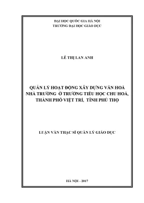 Quản Lý Hoạt Động Xây Dựng Văn Hóa Nhà Trường Tại Trường