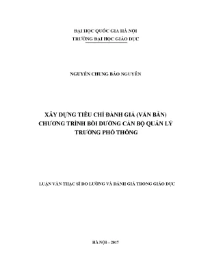 Tiêu chí đánh giá chương trình bồi dưỡng cán bộ quản lý
