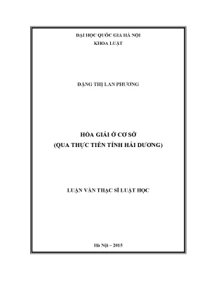 Hòa Giải Ở Cơ Sở Tỉnh Hải Dương: Thực Tiễn và Giải Pháp