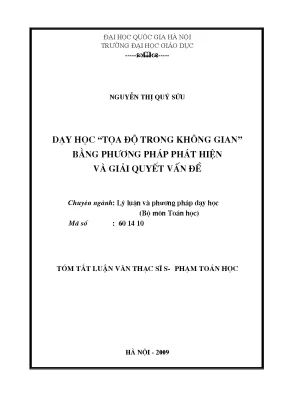 Phương Pháp Dạy Học Tọa Độ Trong Không Gian: Phát Hiện 