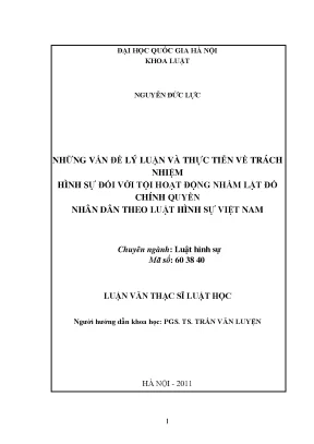 Trách Nhiệm Hình Sự Đối Với Tội Lật Đổ Chính Quyền Nhân
